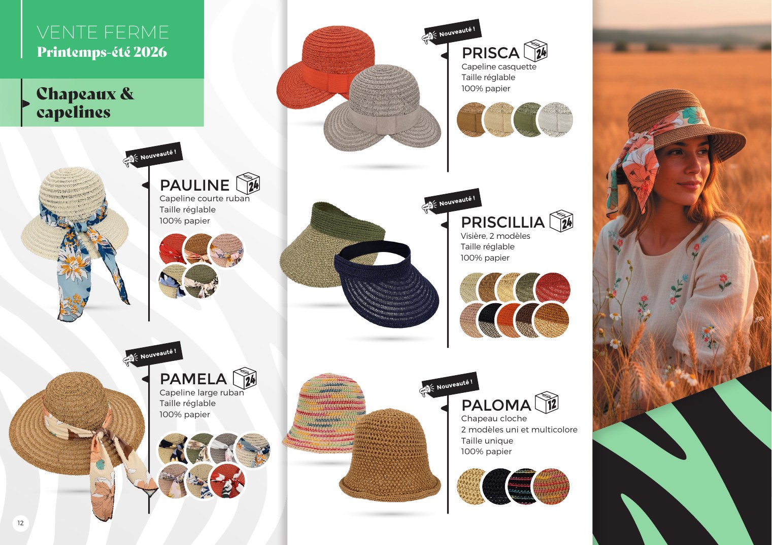 Page Vente ferme : chapeaux et capelines