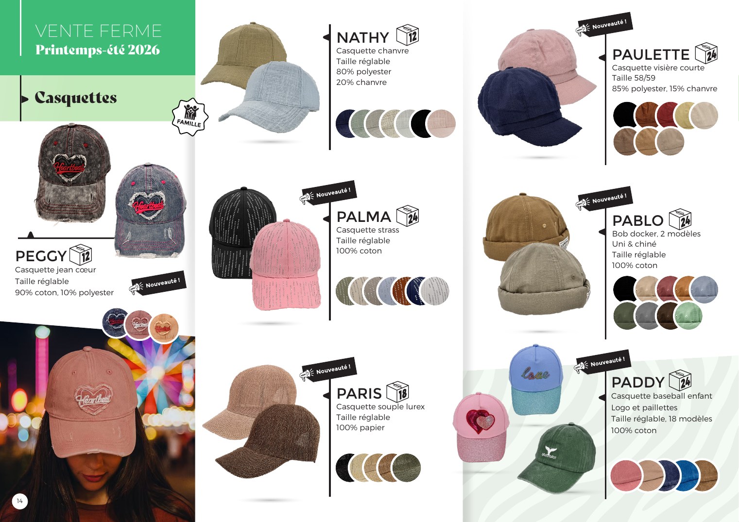 Page Vente ferme : casquettes